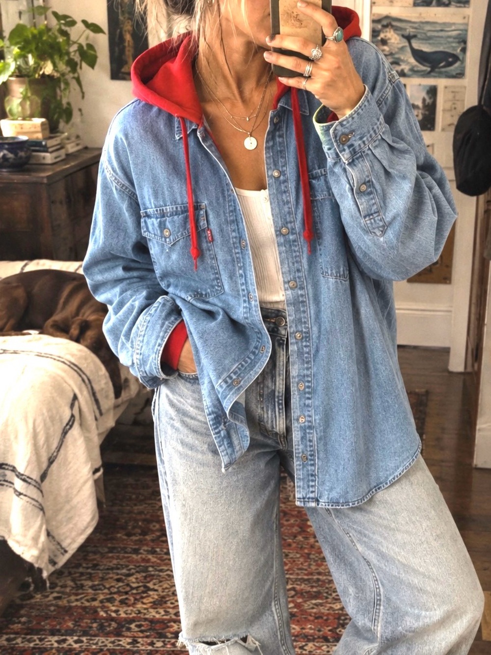 LEVIS | Jean Button Up with Red Hood